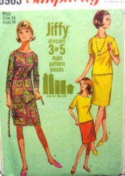 6963 JIFFY 1-2 PC DRESS,BELT 1967 PATTERN 14 34''